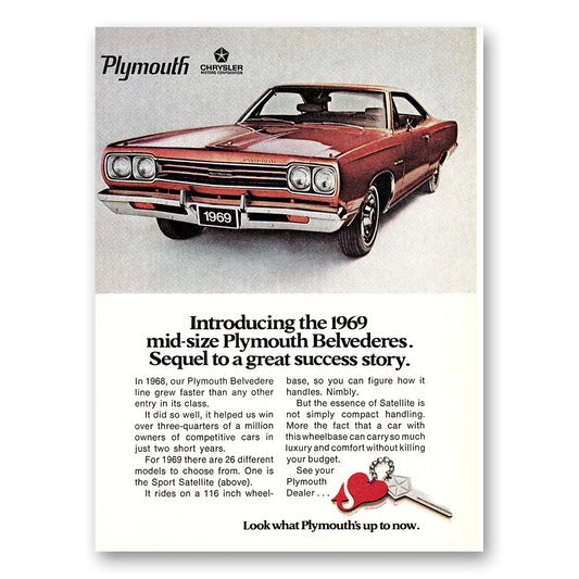 1968 Plymouth Belvedere Sequel to a Great Success Story Vintage Magazine Print Ad