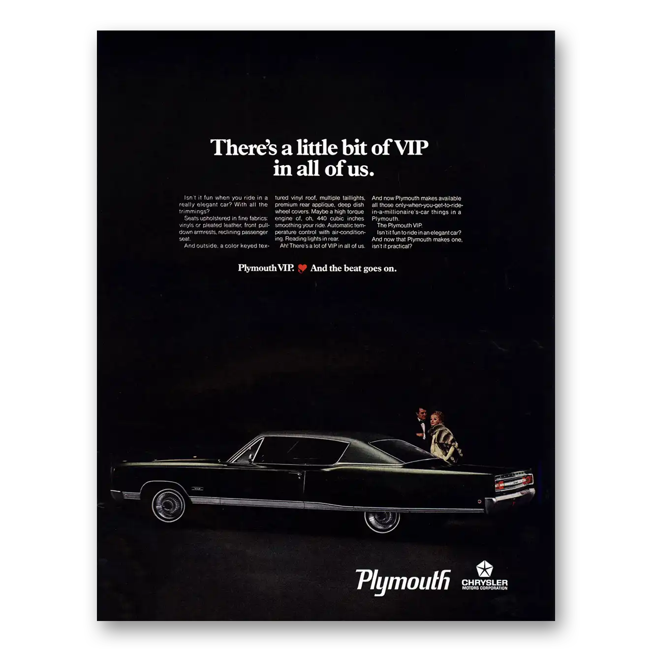 1968 Plymouth VIP Little Bit of VIP In All of Us Vintage Magazine Print Ad