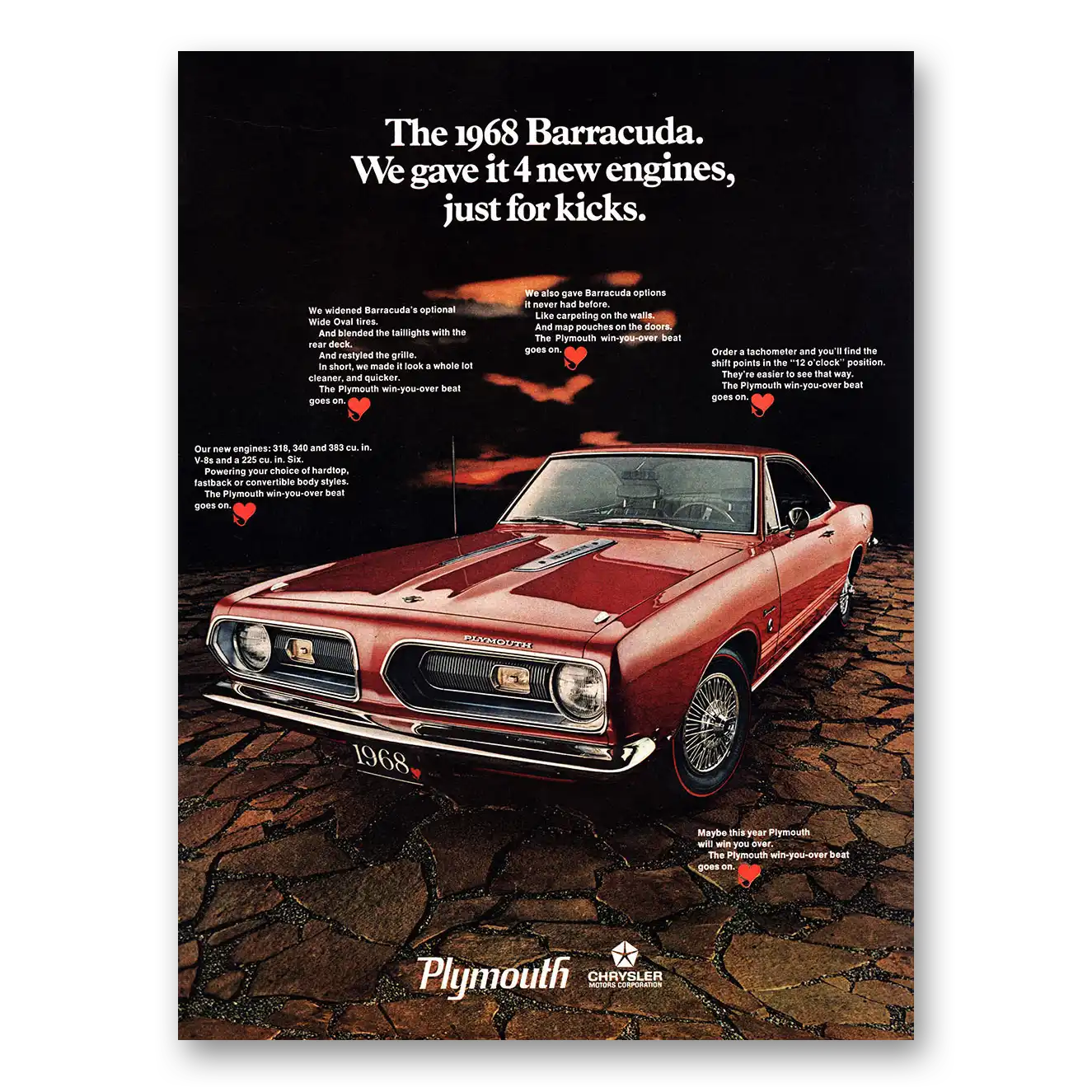 1967 Plymouth Barracuda We Gave It 4 New Engines Vintage Magazine Print Ad