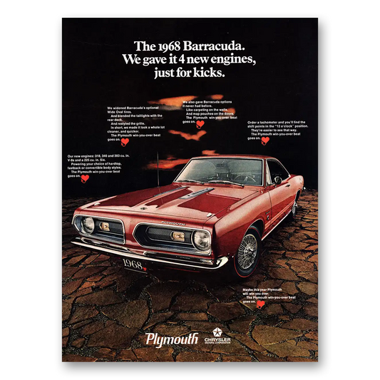 1967 Plymouth Barracuda We Gave It 4 New Engines Vintage Magazine Print Ad