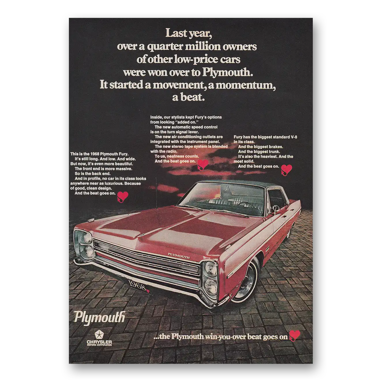 1967 Plymouth Fury Started a Movement a Momentum a Beat Vintage Magazine Print Ad