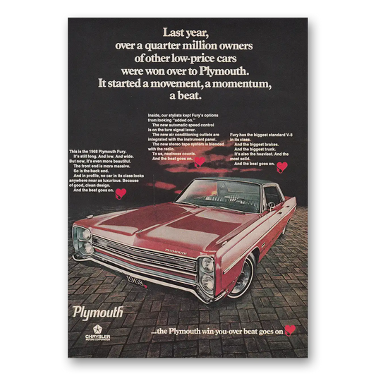 1967 Plymouth Fury Started a Movement a Momentum a Beat Vintage Magazine Print Ad