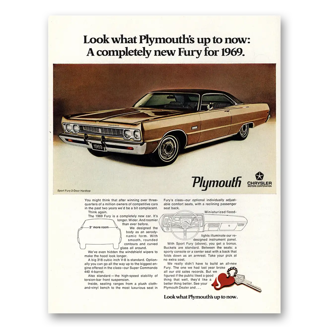 1968 Plymouth Fury Look What Plymouths Up To Vintage Magazine Print Ad