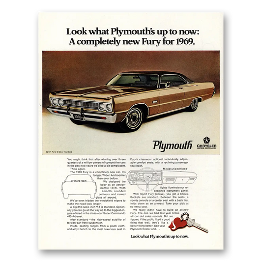 1968 Plymouth Fury Look What Plymouths Up To Vintage Magazine Print Ad