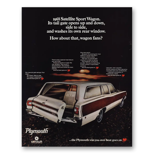 1968 Plymouth Satellite Tail Gate Opens Up Vintage Magazine Print Ad