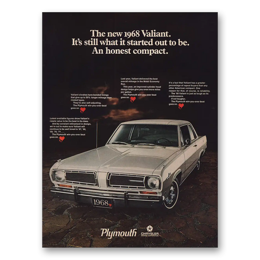 1968 Plymouth Valiant Still What It Started Out To Be Vintage Magazine Print Ad