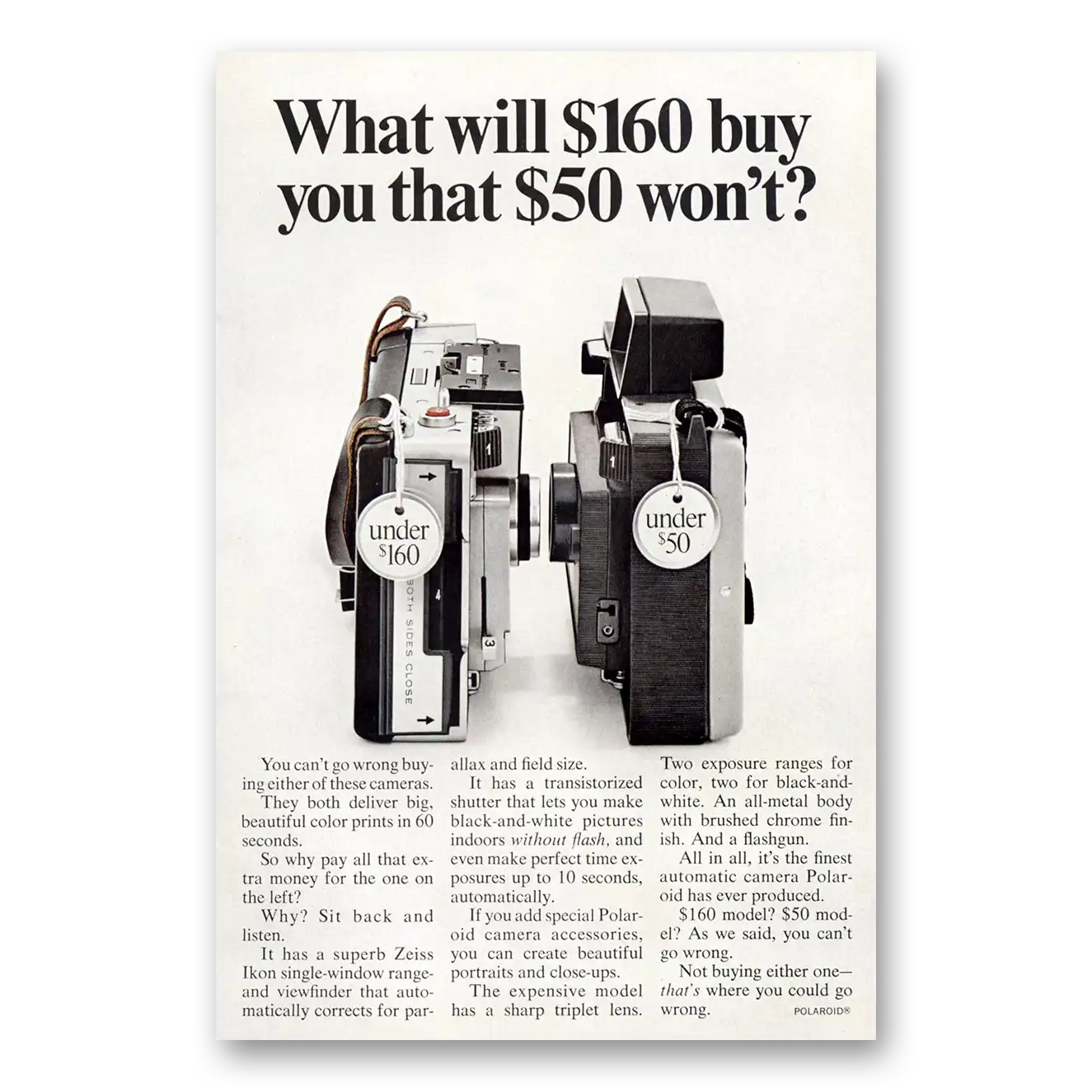 1968 Polaroid Camera What Will 160 Buy You Vintage Magazine Print Ad