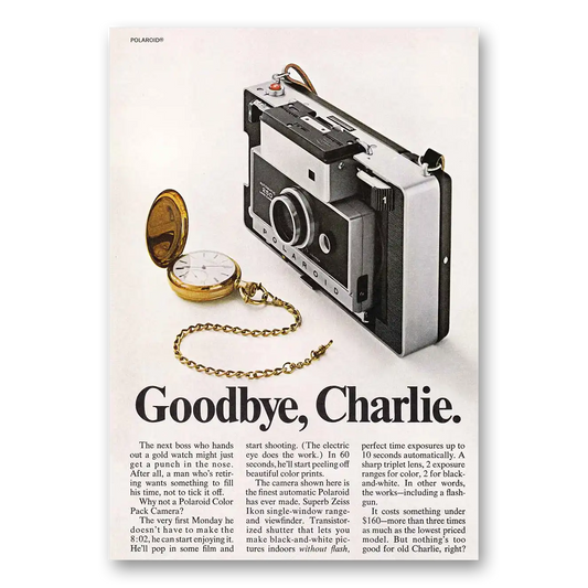 1968 Polaroid Color Pack Camera Goodbye Charlie Vintage Magazine Print Ad