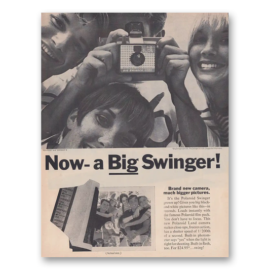 1968 Polaroid Swinger Camera Now a Big Swinger Vintage Magazine Print Ad