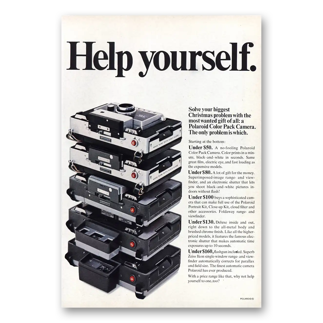 1968 Polaroid Help Yourself Vintage Magazine Print Ad