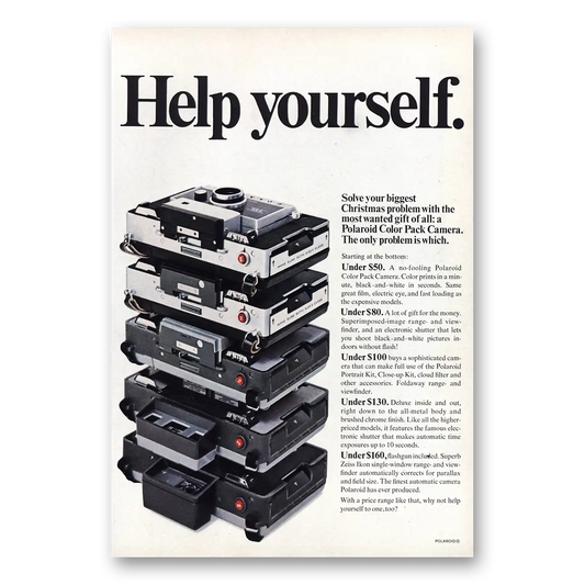 1968 Polaroid Help Yourself Vintage Magazine Print Ad