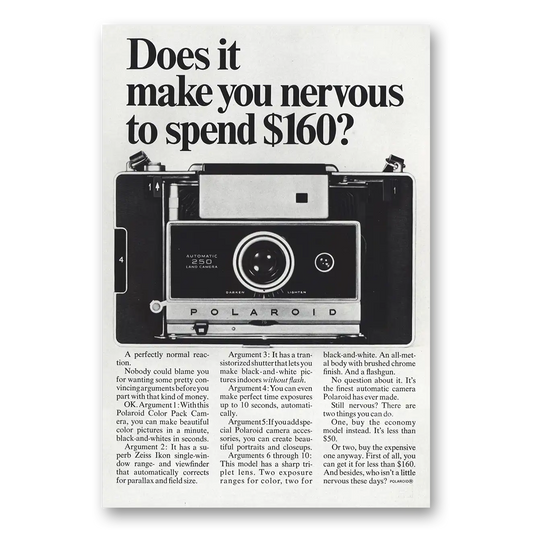 1968 Polaroid Color Pack Camera Does It Make You Nervous Vintage Magazine Print Ad