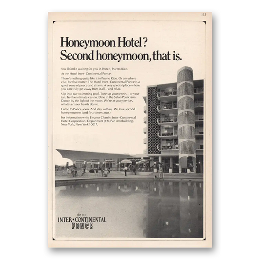 1968 InterContinental Hotels Honeymoon Ponce Puerto Rico Vintage Magazine Print Ad