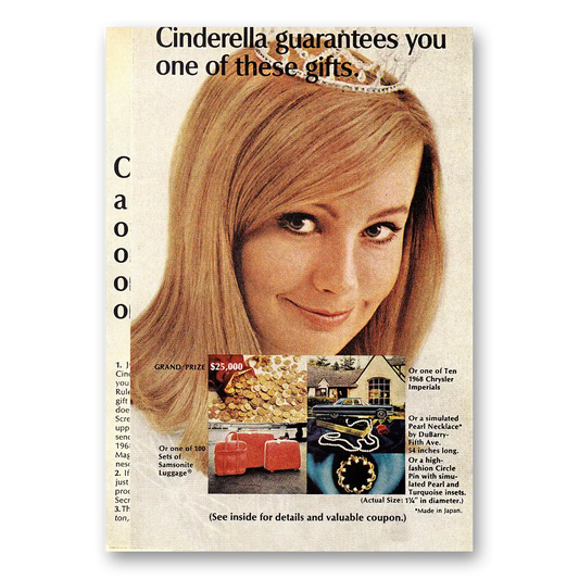 1968 Procter & Gamble Cinderella Guarantees You One of These Gifts Vintage Magazine Print Ad