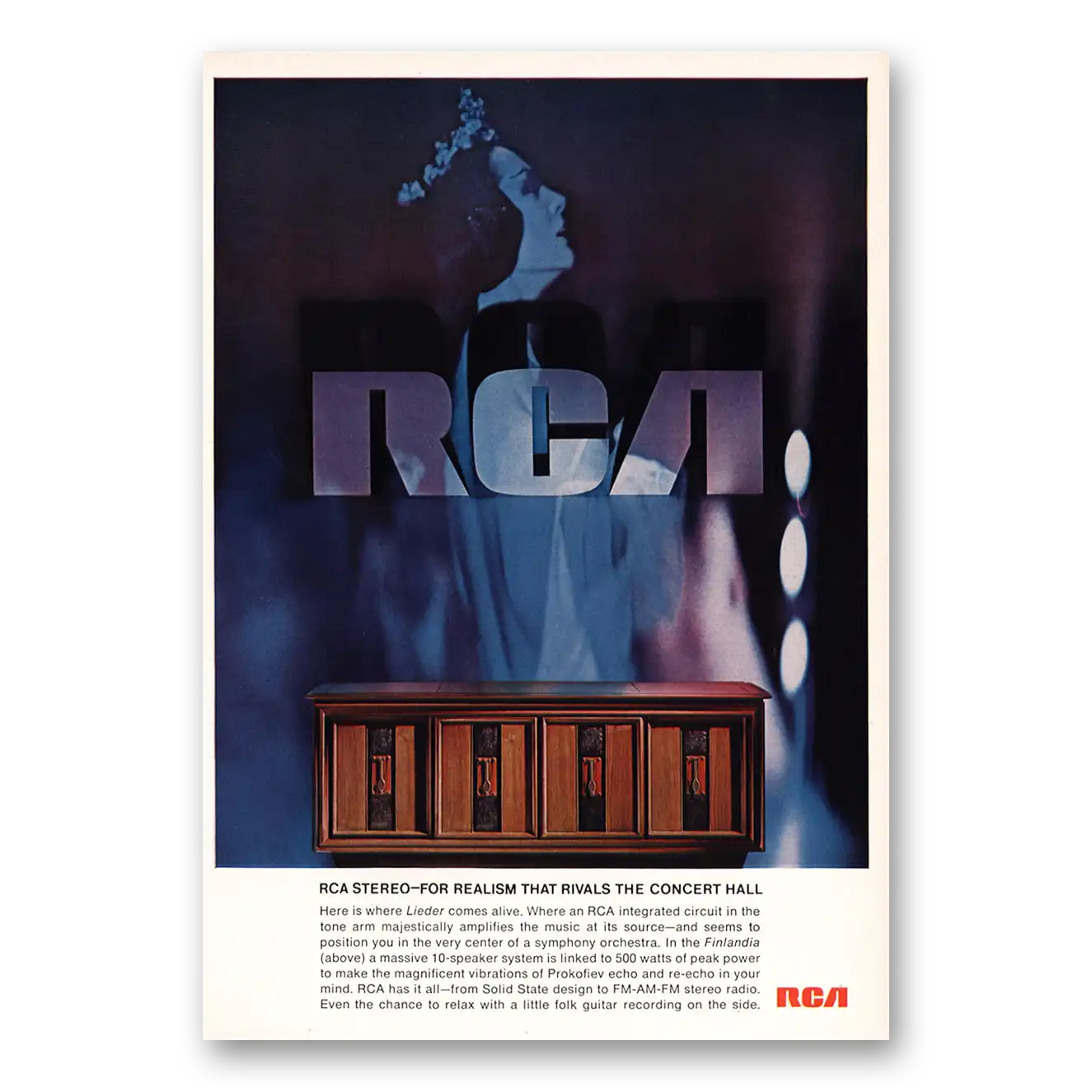 1968 RCA Stereo Realism That Rivals the Concert Hall Vintage Magazine Print Ad