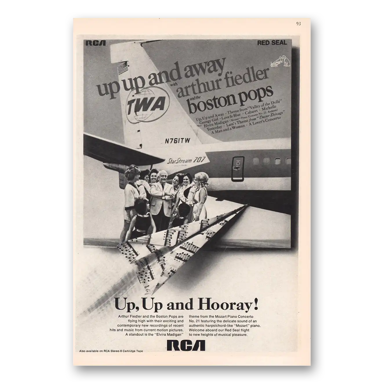 1968 RCA Up Up Hooray TWA Vintage Magazine Print Ad