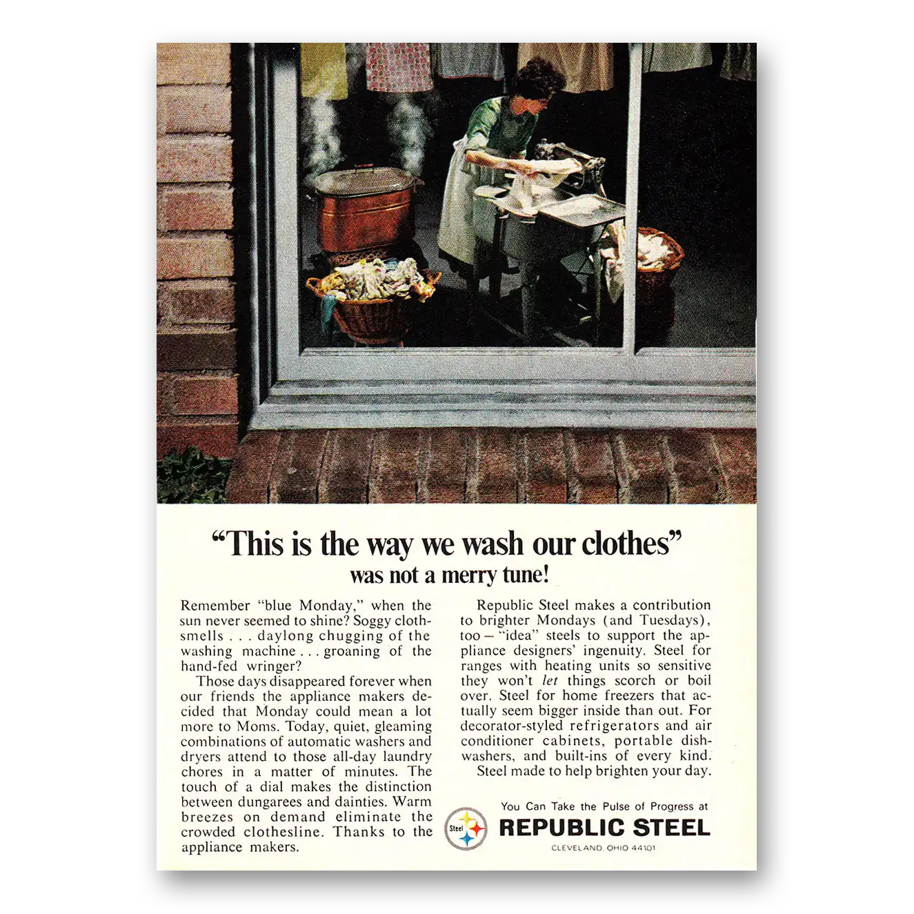 1968 Republic Steel This is the Way We Wash Our Clothes Vintage Magazine Print Ad