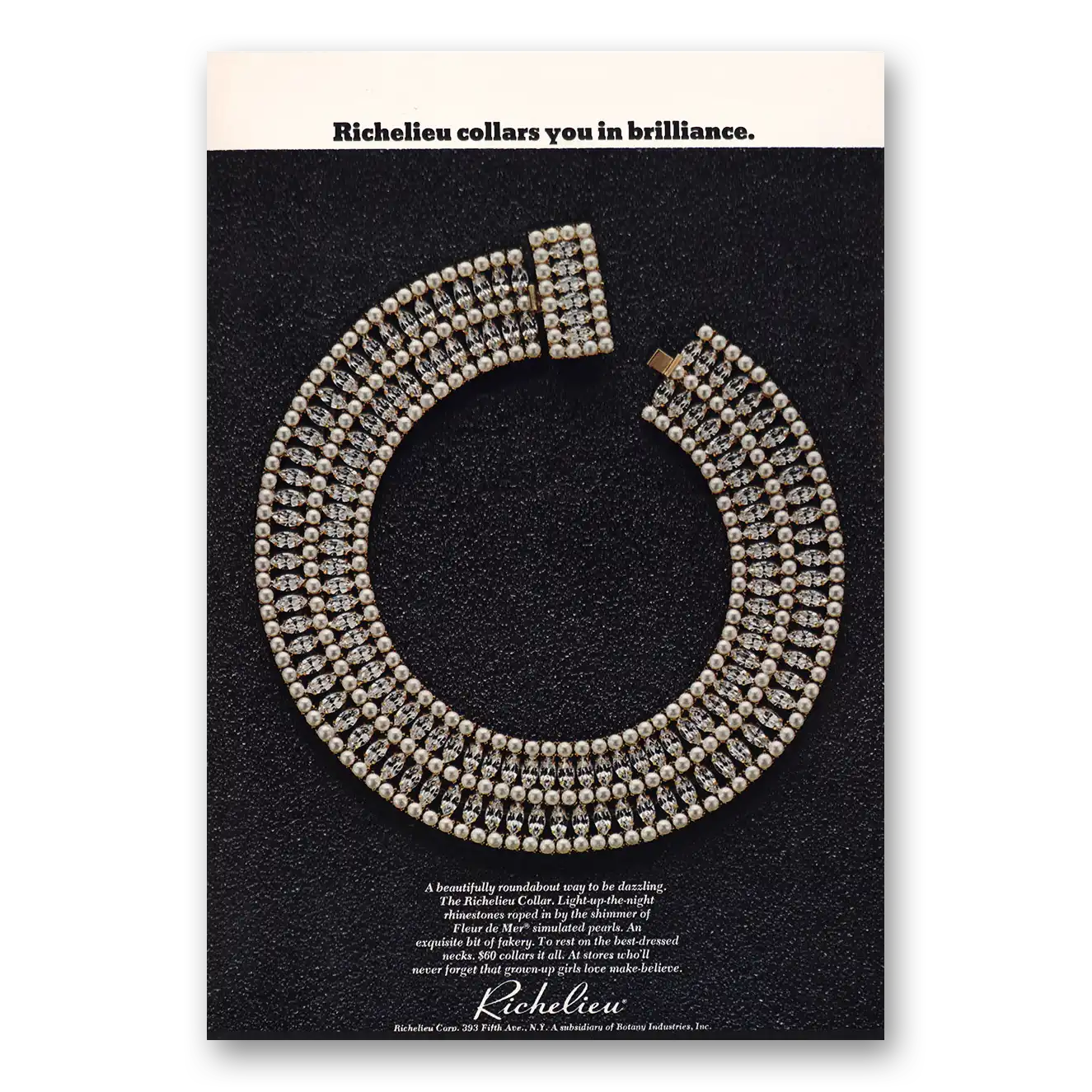 1968 Richelieu Pearls Collars You In Brilliance Vintage Magazine Print Ad