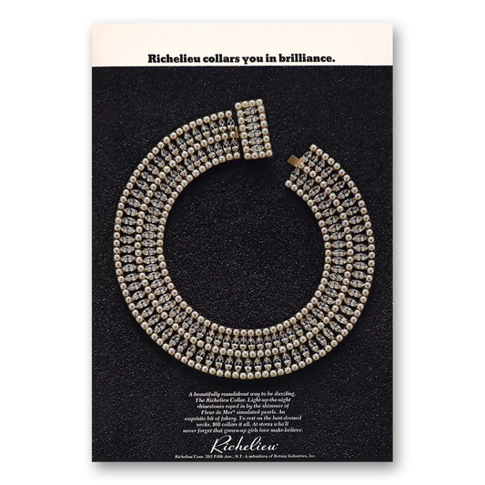 1968 Richelieu Pearls Collars You In Brilliance Vintage Magazine Print Ad