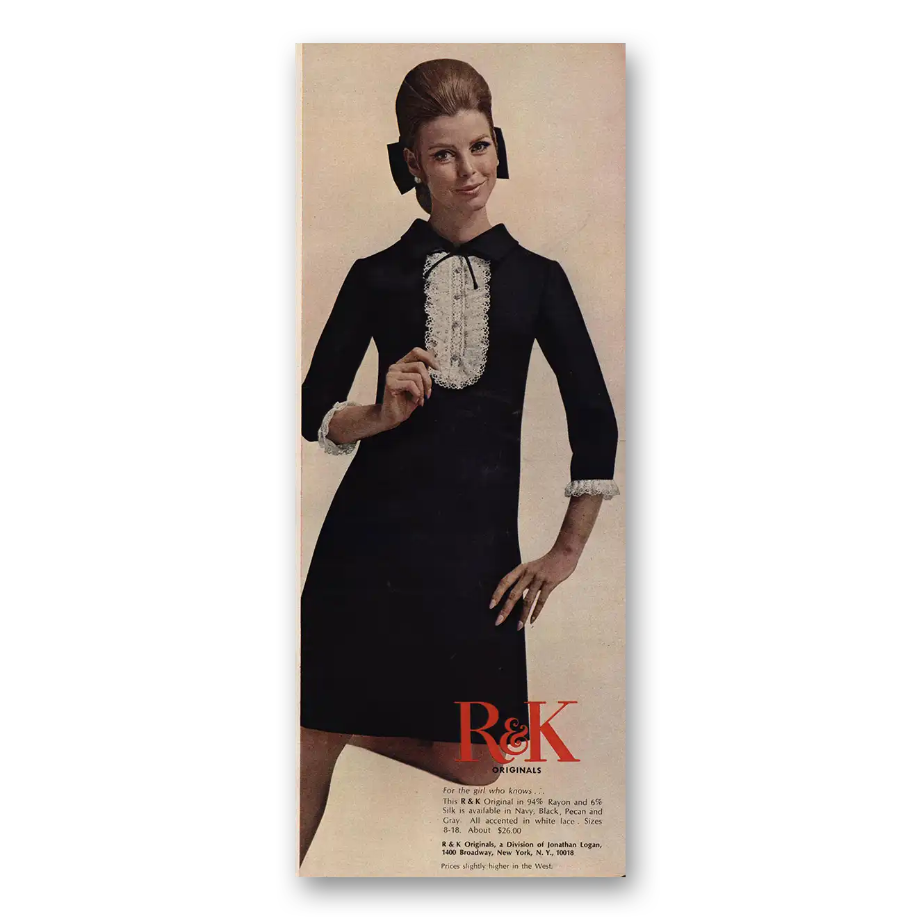 1968 R&K Originals For the Girl Who Knows Vintage Magazine Print Ad