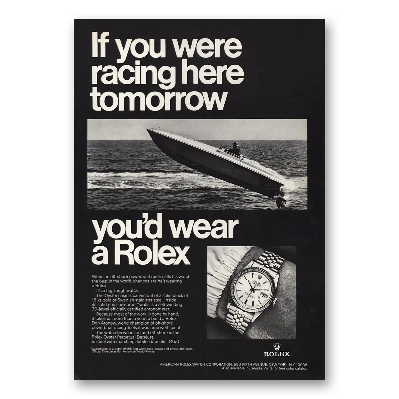 1968 Rolex You Were Racing Here Tomorrow Vintage Magazine Print Ad