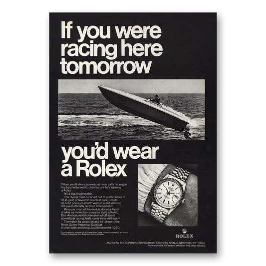 1968 Rolex You Were Racing Here Tomorrow Vintage Magazine Print Ad