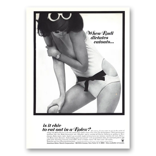 1968 Rolex When Rudi Dictates Cutouts Vintage Magazine Print Ad