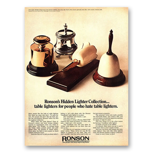 1968 Ronson Lighters Hidden Lighter Collection Vintage Magazine Print Ad