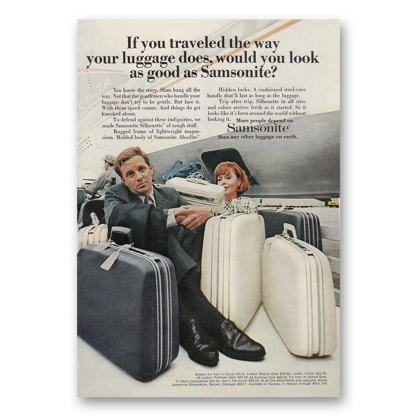 1968 Samsonite Luggage Traveled The Way Your Luggage Does Vintage Magazine Print Ad