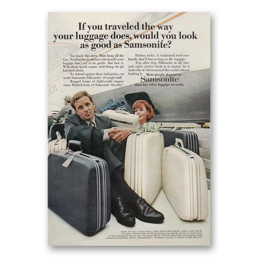 1968 Samsonite Luggage Traveled The Way Your Luggage Does Vintage Magazine Print Ad