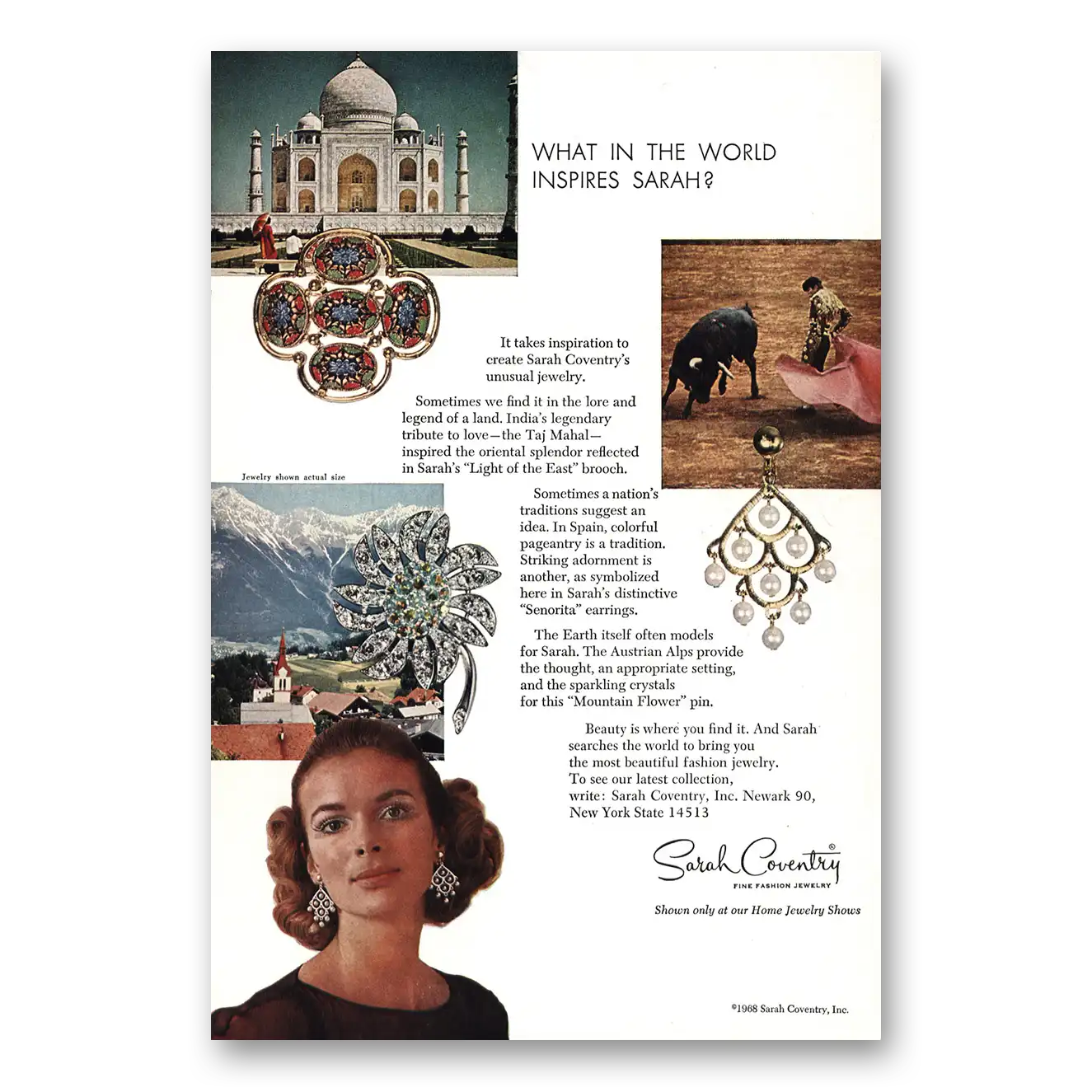 1968 Sarah Coventry What In World Inspires Sarah Vintage Magazine Print Ad