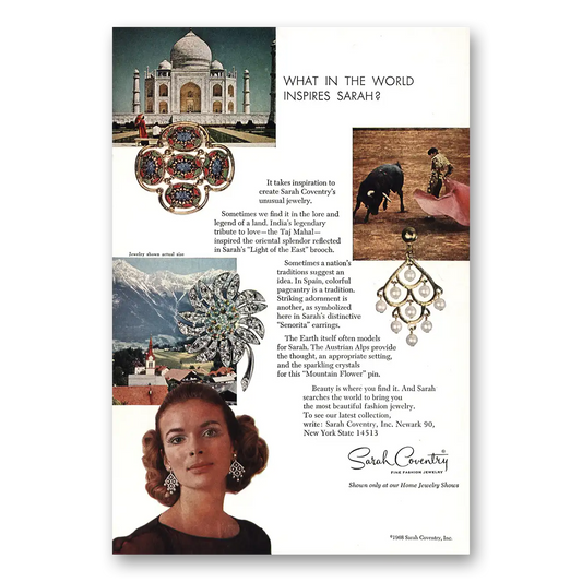 1968 Sarah Coventry What In World Inspires Sarah Vintage Magazine Print Ad