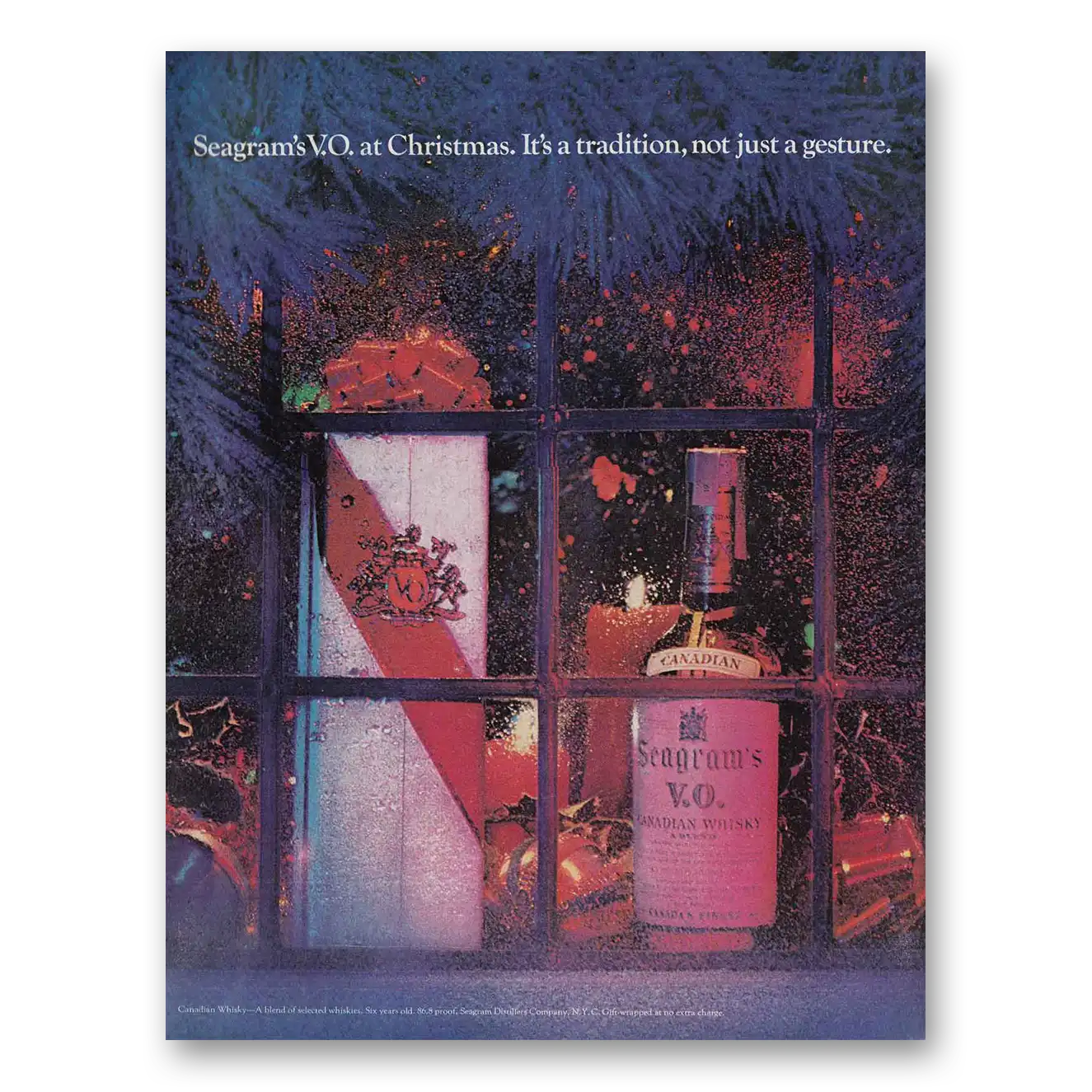 1968 Seagrams VO Whisky Christmas Tradition Not Just a Gesture Vintage Magazine Print Ad