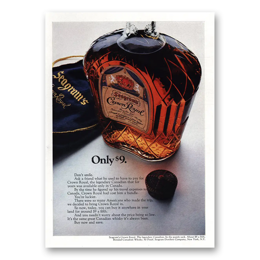 1968 Crown Royal Only 9 Vintage Magazine Print Ad