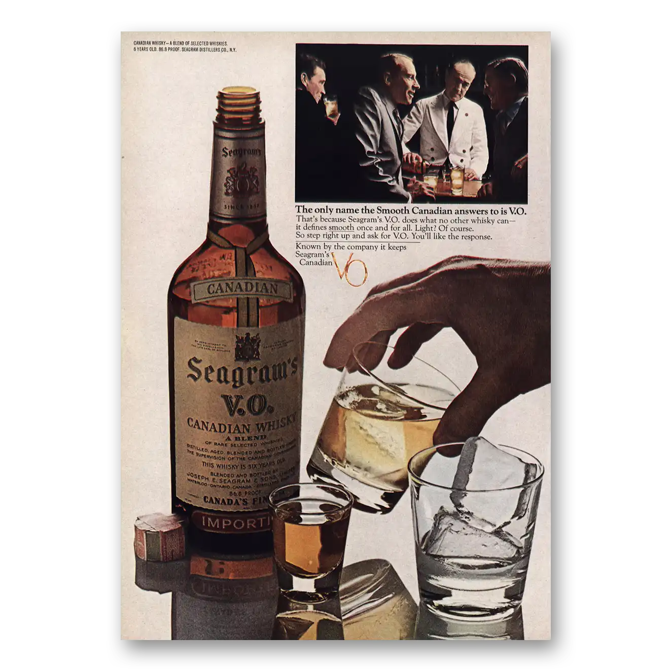 1968 Seagrams VO Whisky Smooth Canadian Answers To Vintage Magazine Print Ad