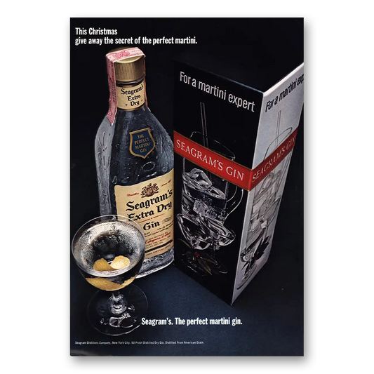 1968 Seagrams Extra Dry Gin Christmas Vintage Magazine Print Ad