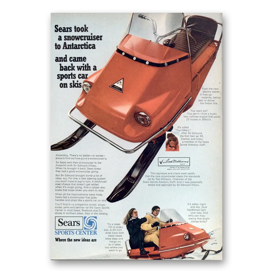 1968 Sears Snowcruiser Antarctica Sports Car On Skis Vintage Magazine Print Ad