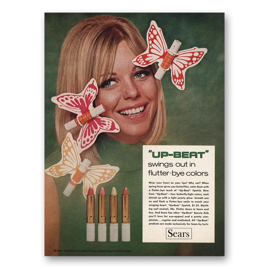 1968 Up Beat Lipstick Swings Out In Flutter Bye Colors Vintage Magazine Print Ad