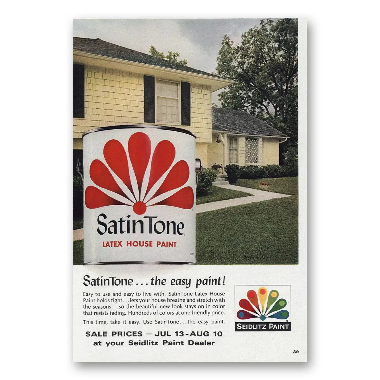 1968 Seidlitz Satin Tone Paint Latex House Paint Vintage Magazine Print Ad