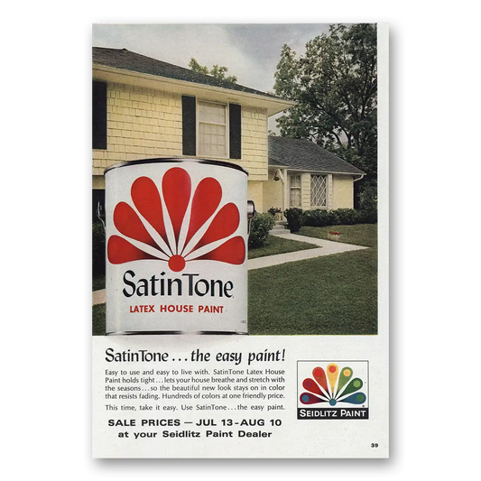 1968 Seidlitz Satin Tone Paint Latex House Paint Vintage Magazine Print Ad