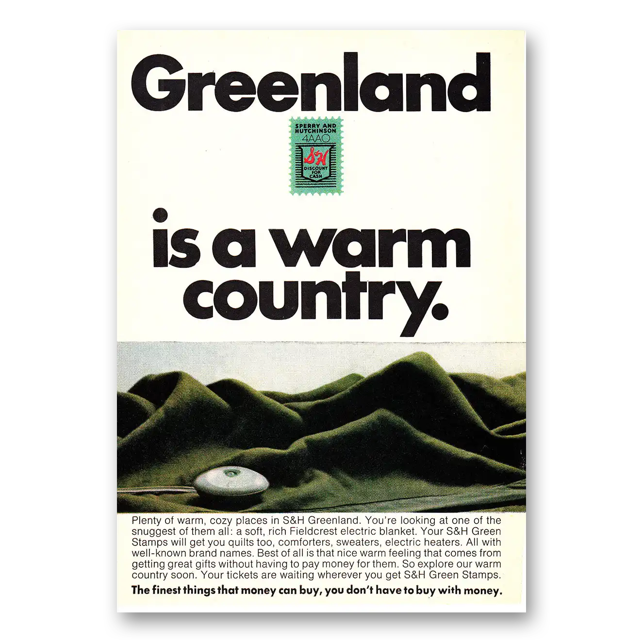 1968 S&H Green Stamps Greenland Is a Warm Country Vintage Magazine Print Ad