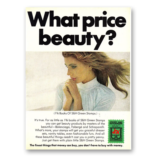 1968 S&H Green Stamps What Price Beauty Vintage Magazine Print Ad