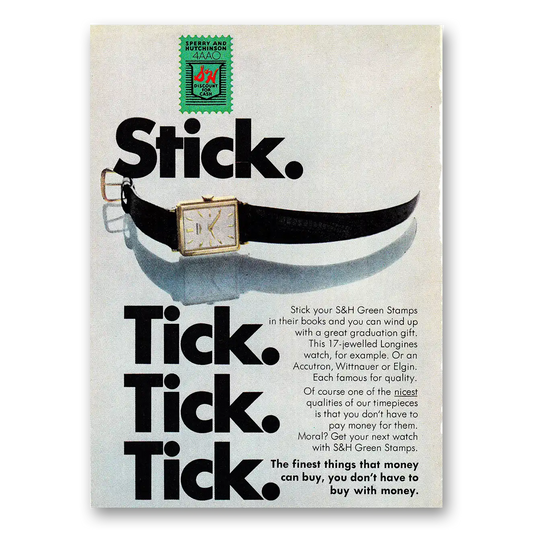 1968 S&H Green Stamps Stick Tick Tick Vintage Magazine Print Ad