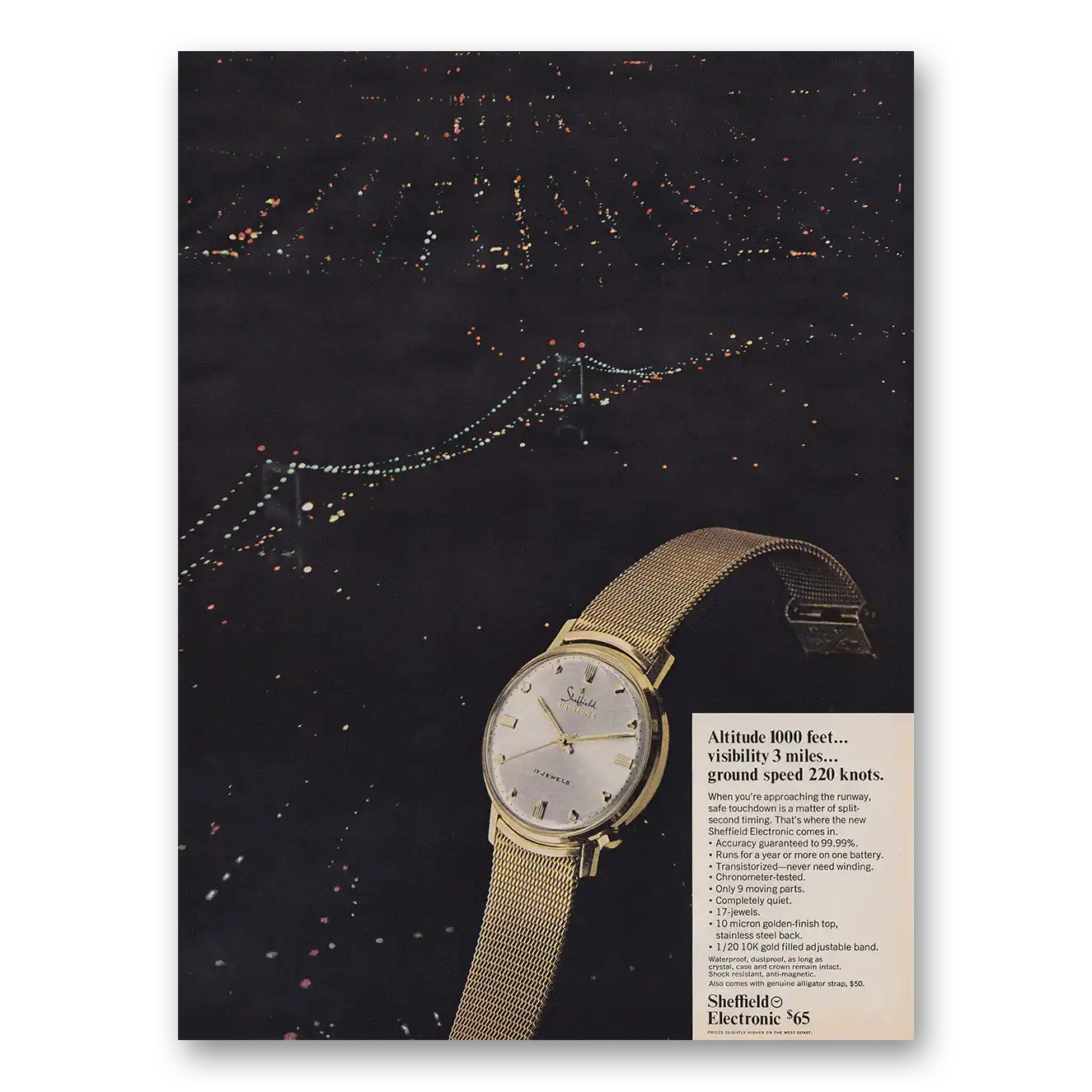 1968 Sheffield Electronic Watch Altitude1000 Feet Vintage Magazine Print Ad