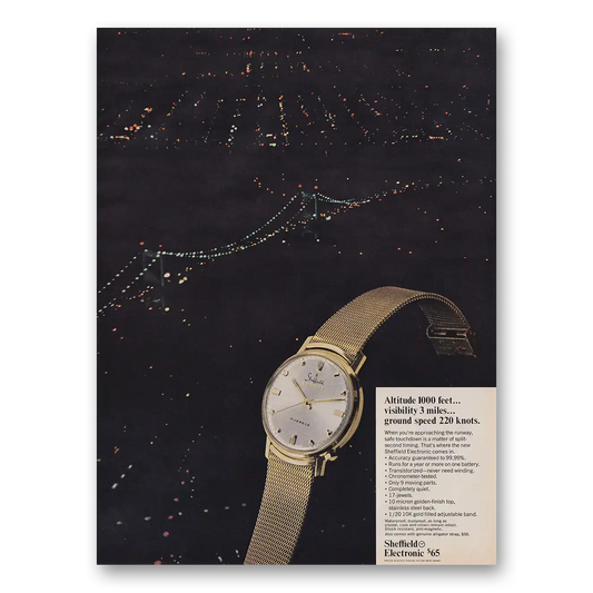 1968 Sheffield Electronic Watch Altitude1000 Feet Vintage Magazine Print Ad