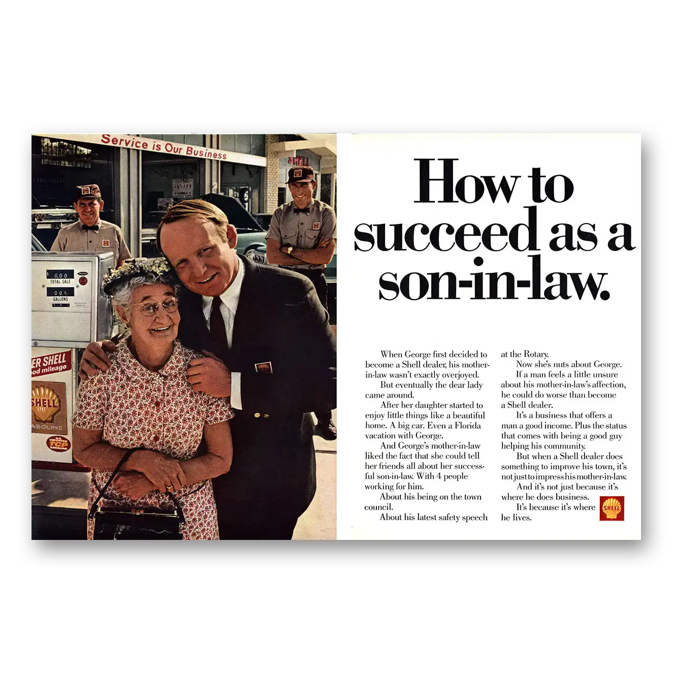 1968 Shell Service Stations How to Succeed As a Son In Law Vintage Magazine Print Ad