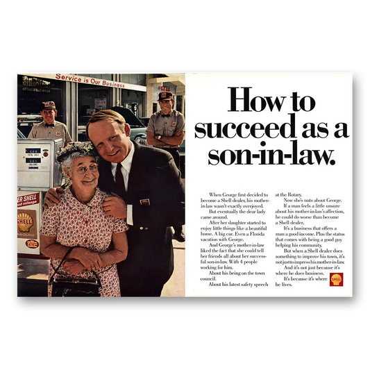 1968 Shell Service Stations How to Succeed As a Son In Law Vintage Magazine Print Ad