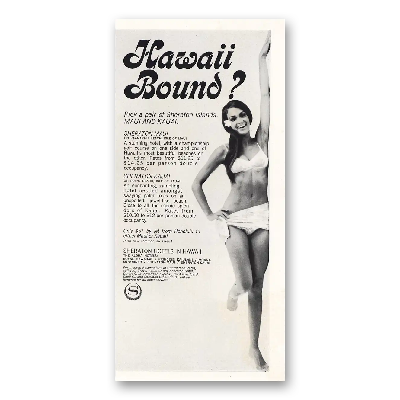 1968 Sheraton Hotels Hawaii Hawaii Bound Vintage Magazine Print Ad