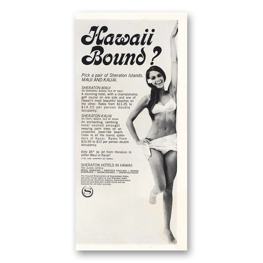 1968 Sheraton Hotels Hawaii Hawaii Bound Vintage Magazine Print Ad