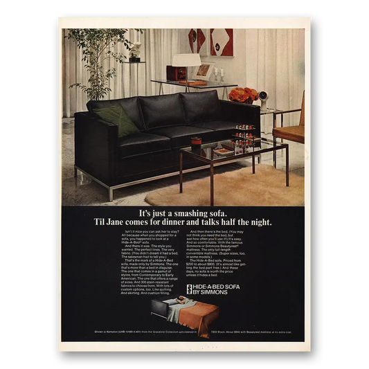 1968 Simmons Hide A Bed Smashing Soft Hide a Bed Vintage Magazine Print Ad